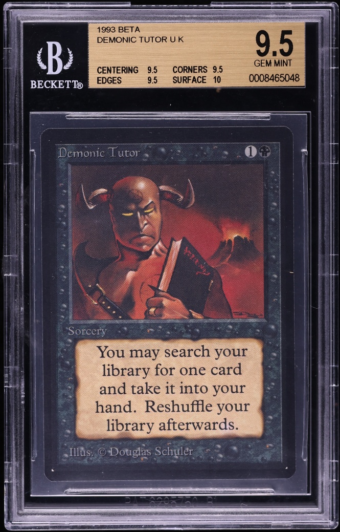 1993 Magic The Gathering MTG Beta Demonic Tutor BGS 9.5 GEM MINT
