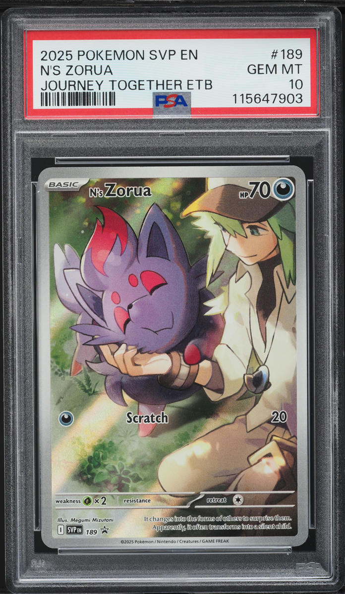 2025 Pokemon SV Black Star Promo Journey Together ETB N's Zorua #189 PSA 10 GEM MINT