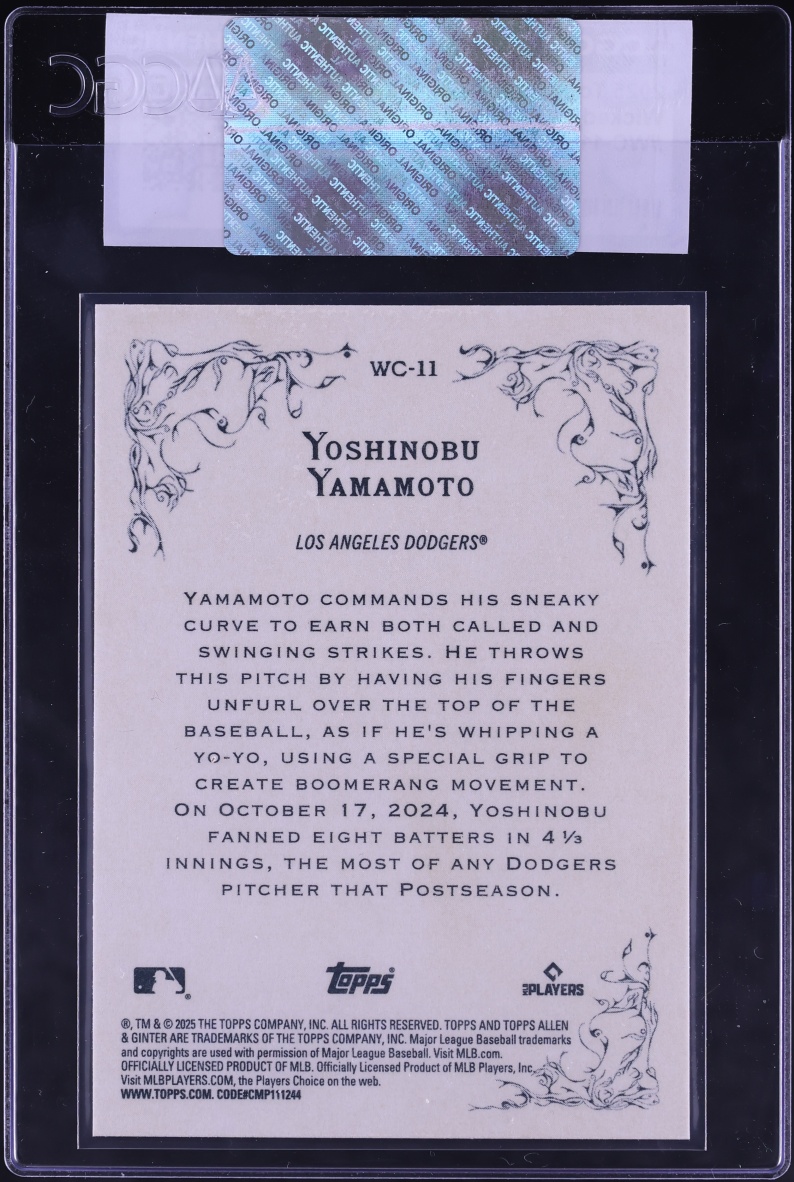 2025 Topps Allen & Ginter Wicked Curves Yoshinobu Yamamoto #WC-11 CGC AUTH