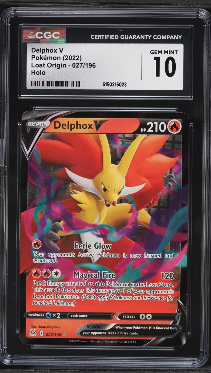 2022 Pokemon Sword & Shield Lost Origin Delphox V #27 CGC 10 GEM MINT