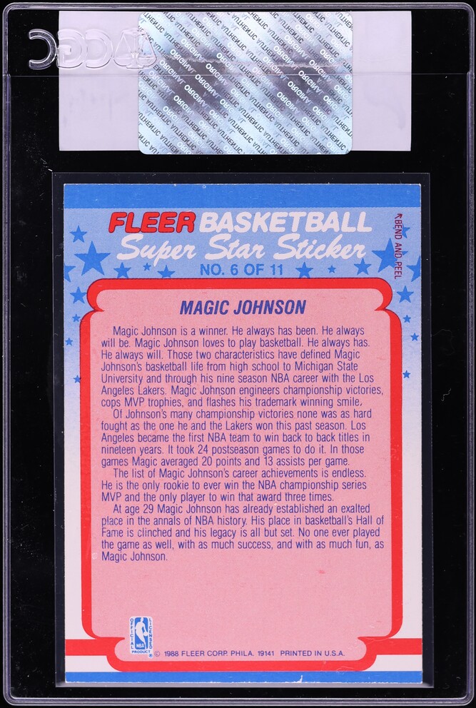 1988 Fleer Stickers Magic Johnson #6 CGC AUTH