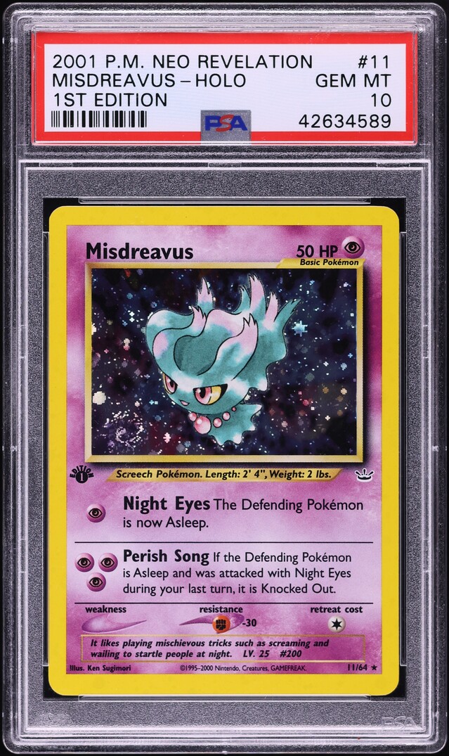 2001 Pokemon Neo Revelation 1st Edition Holo Misdreavus #11 PSA 10 GEM MINT