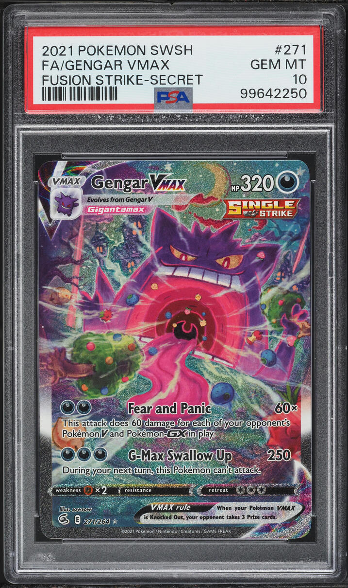 2021 Pokemon Sword & Shield Fusion Strike Alt Art Gengar VMAX #271 PSA 10 GEM MINT