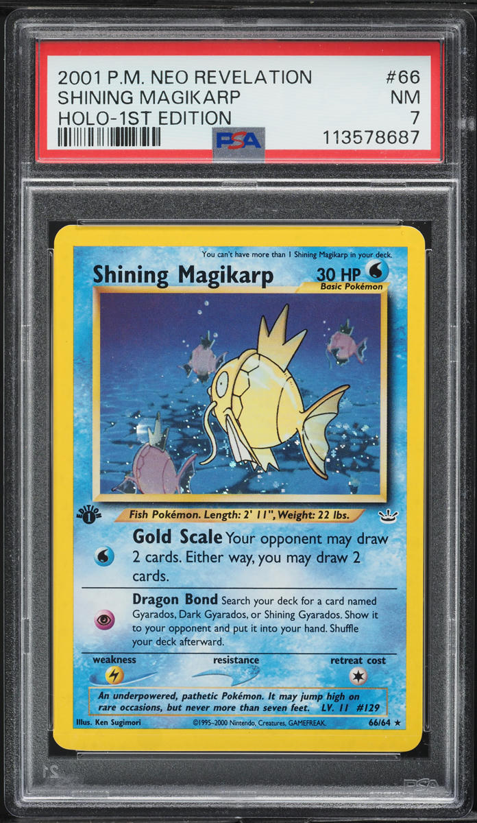 2001 Pokemon Neo Revelation 1st Edition Holo Shining Magikarp #66 PSA 7 NRMT
