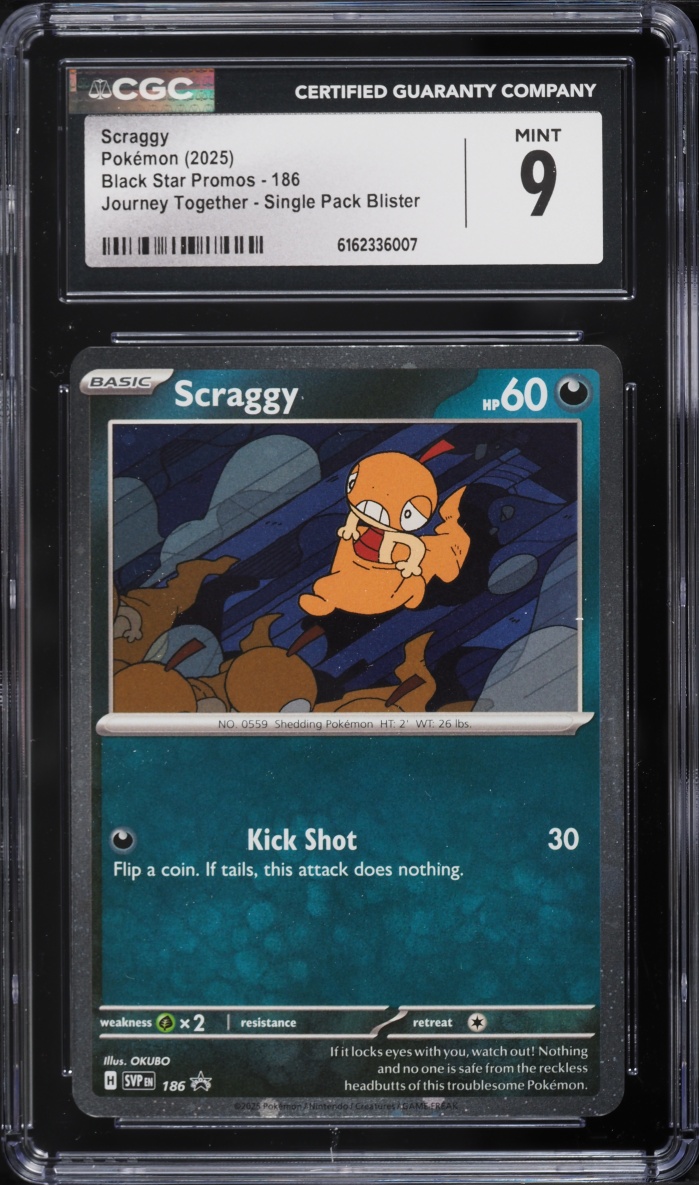 2025 Pokemon Scarlet & Violet Promo Journey Together Scraggy #186 CGC 9 MINT