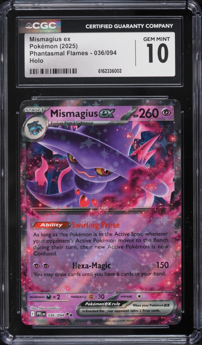 2025 Pokemon Mega Evolution Phantasmal Flames Holo Mismagius Ex #36 CGC 10 GEM MINT