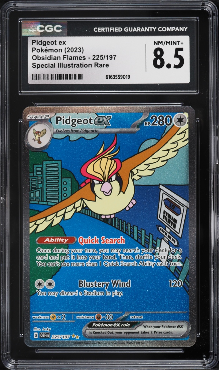 2023 Pokemon Scarlet & Violet Obsidian Flames SIR Pidgeot ex #225 CGC 8.5 NM-MT+