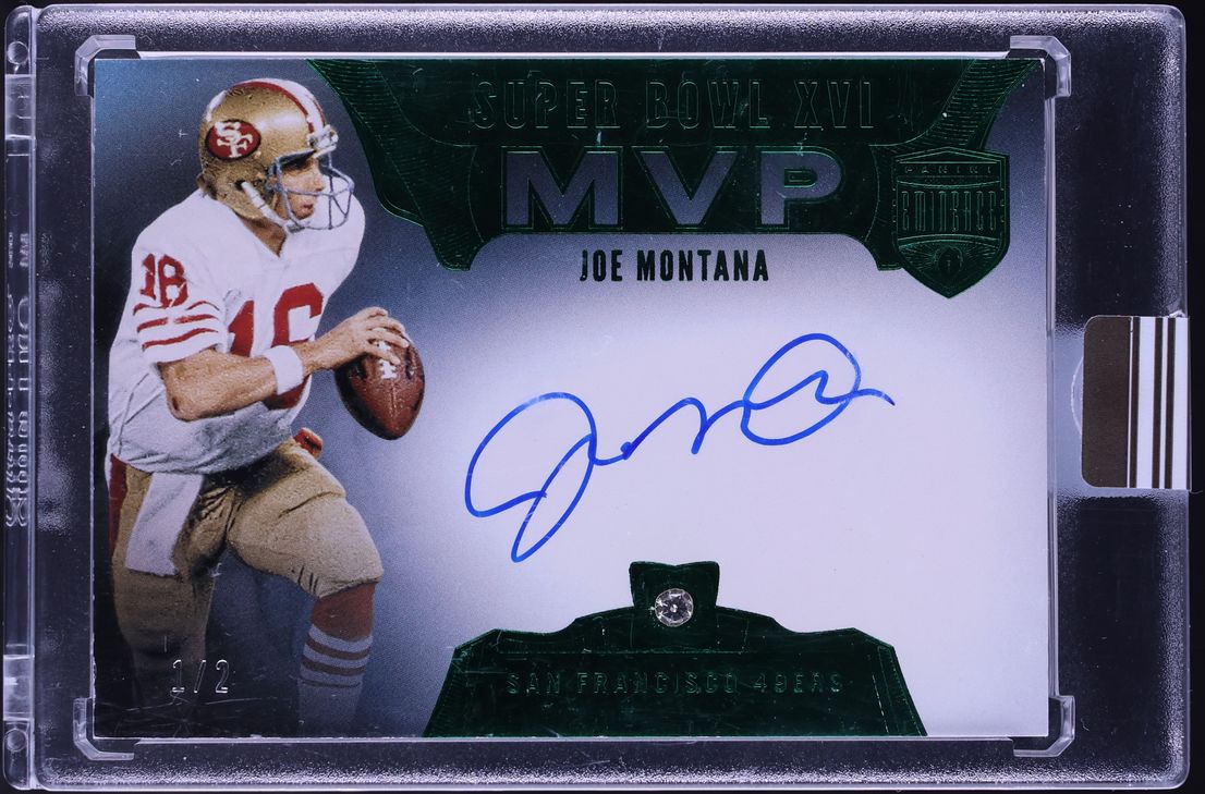 2021 Panini Eminence Super Bowl MVP Diamond Gems Emerald Joe Montana AUTO 1/2 #SB-XVI - Photo 1