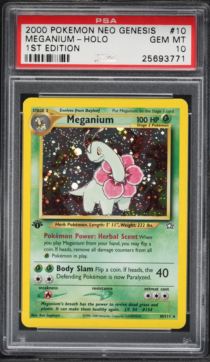 2000 Pokemon Neo Genesis 1st Edition Holo Meganium #10 PSA 10 GEM MINT
