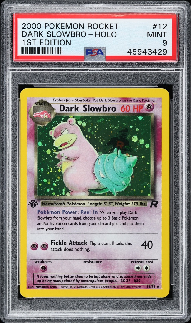 2000 Pokemon Team Rocket 1st Edition Holo Dark Slowbro #12 PSA 9 MINT