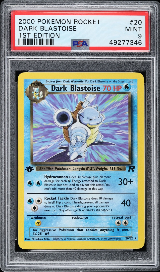 2000 Pokemon Team Rocket 1st Edition Dark Blastoise #20 PSA 9 MINT