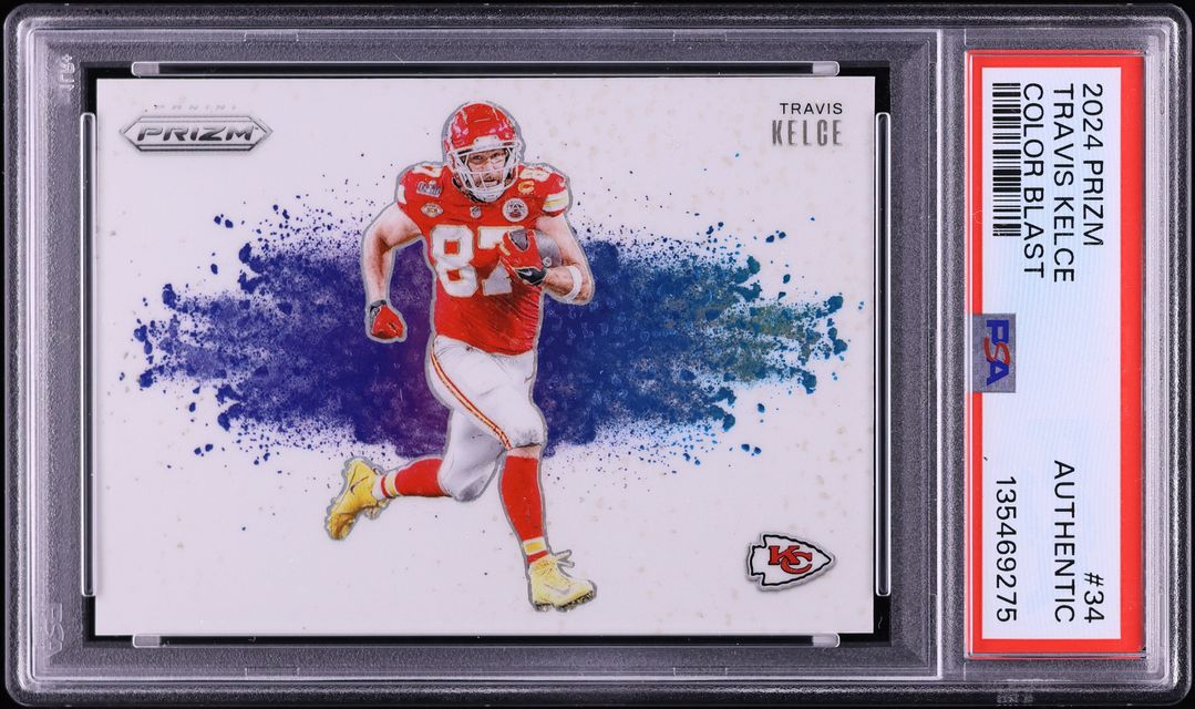 2024 Panini Prizm Color Blast Travis Kelce #34 PSA AUTH