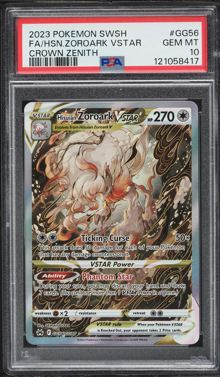 2023 Pokemon Sword & Shield Crown Zenith Alt Art Hisuian Zoroark VSTAR #GG56 PSA 10 GEM MINT