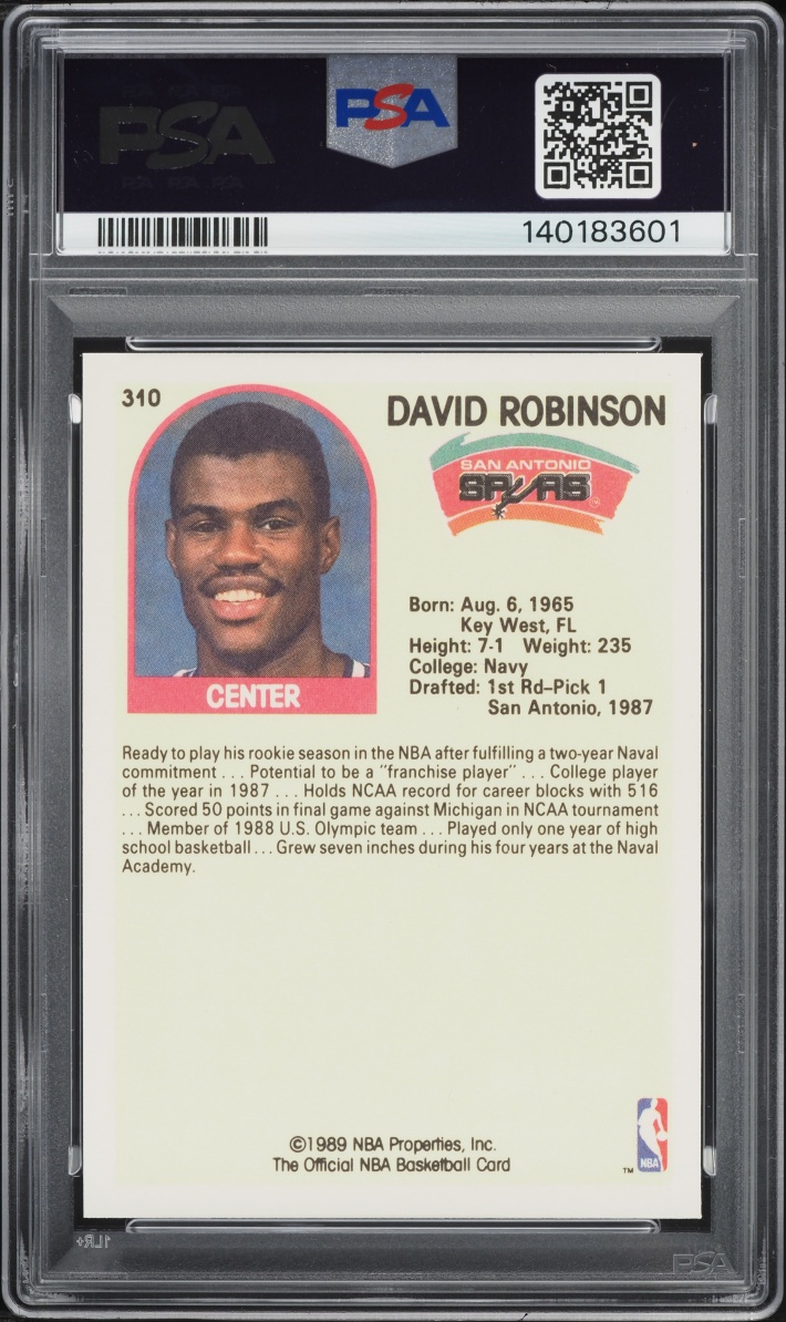 1989 Hoops David Robinson ROOKIE #310 PSA 6 EXMT
