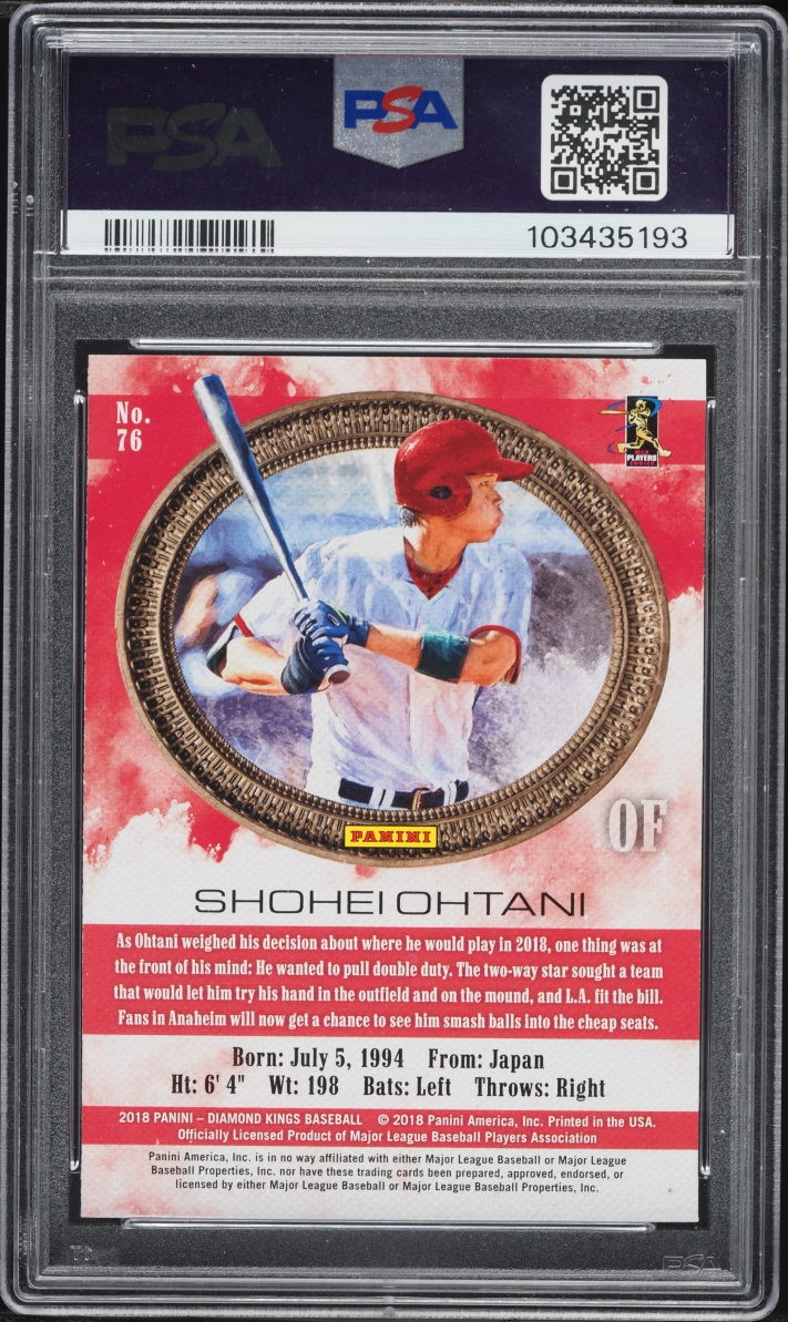 2018 Panini Diamond Kings Facing Right Shohei Ohtani ROOKIE #76 PSA 10 GEM MINT