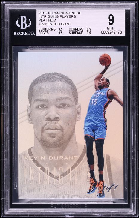 2012 Panini Intrigue Intriguing Players Platinum Kevin Durant 1/1 #39 BGS 9 MINT - Photo 1