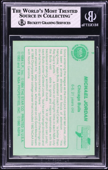 1985 Star Gatorade Slam Dunk Michael Jordan ROOKIE #7 BGS 6 EXMT