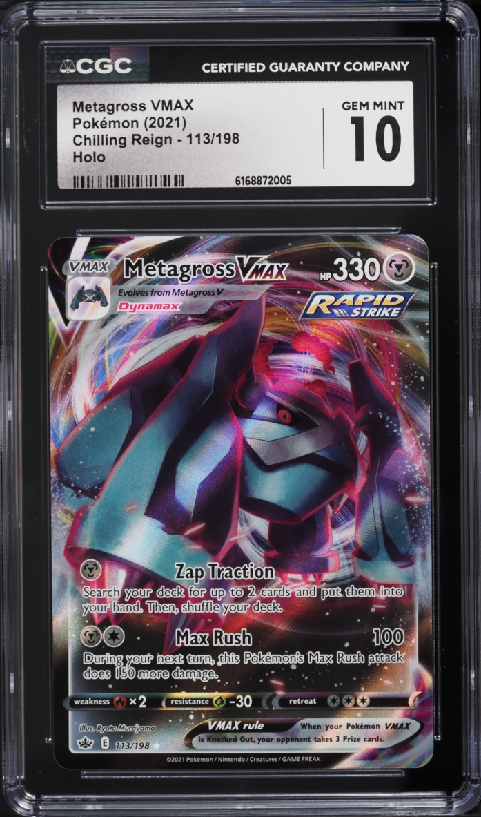 2021 Pokemon Sword & Shield Chilling Reign Full Art Metagross VMAX #113 CGC 10 GEM MINT