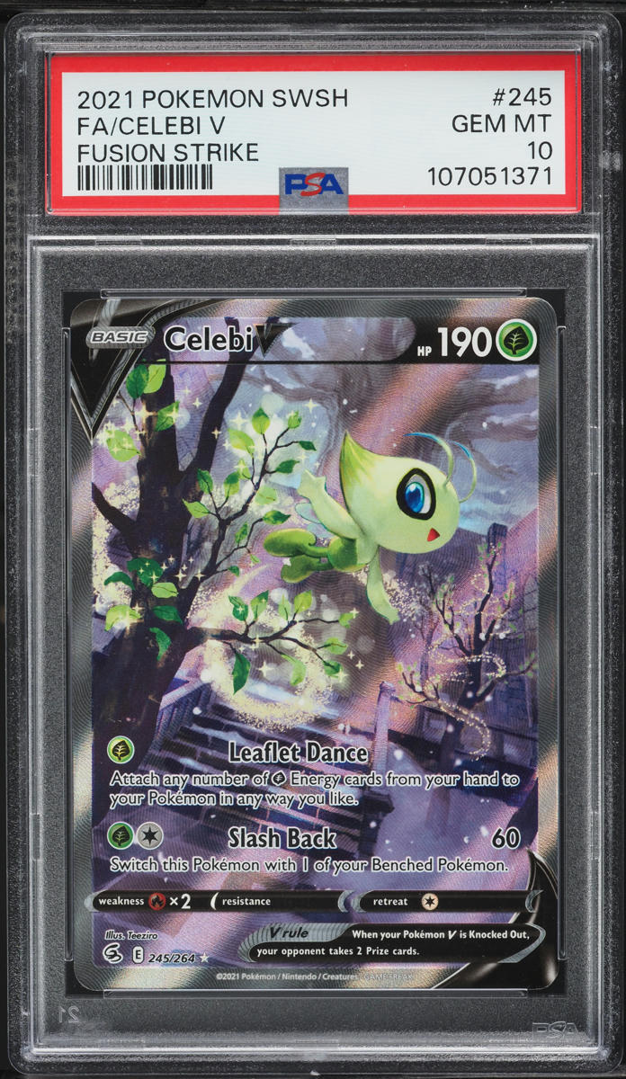 2021 Pokemon Sword & Shield Fusion Strike Full Art Celebi V #245 PSA 10 GEM MINT
