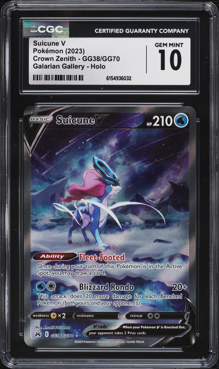2023 Pokemon Sword & Shield Crown Zenith Alt Art Suicune V #GG38 CGC 10 GEM MINT