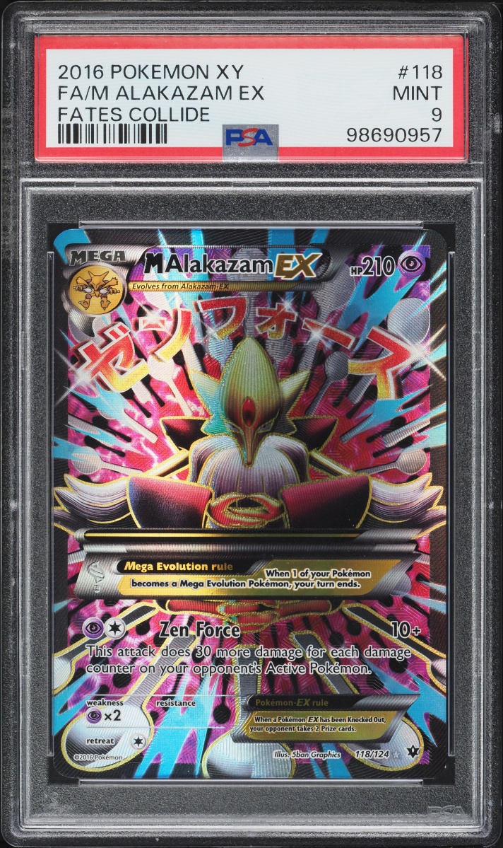 2016 Pokemon XY Fates Collide Alt Art M Alakazam EX #118 PSA 9 MINT