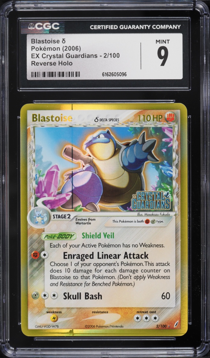 2006 Pokemon EX Crystal Guardians Reverse Holo Blastoise #2 CGC 9 MINT