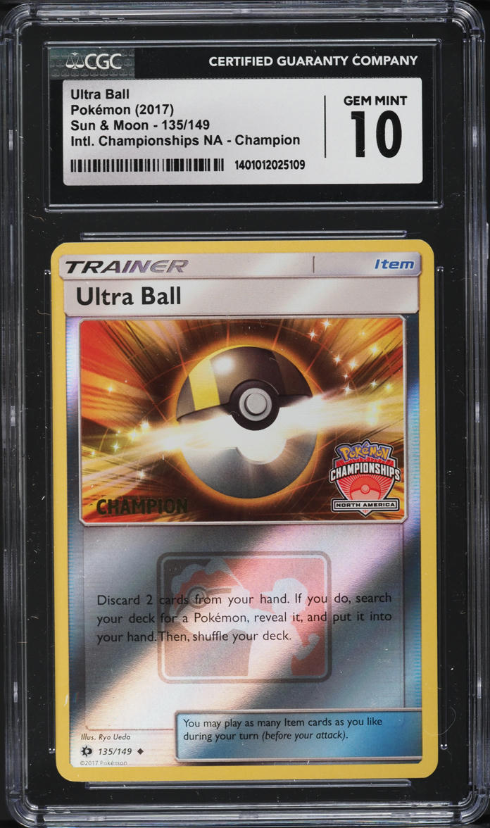 2017 Pokemon SM International Championships NA Champion Ultra Ball #135 CGC 10