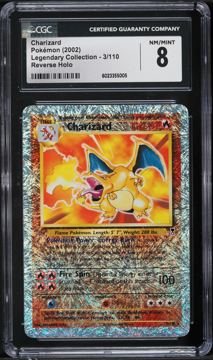 2002 Pokemon Legendary Collection Reverse Holo Charizard #3 CGC 8 NM-MT