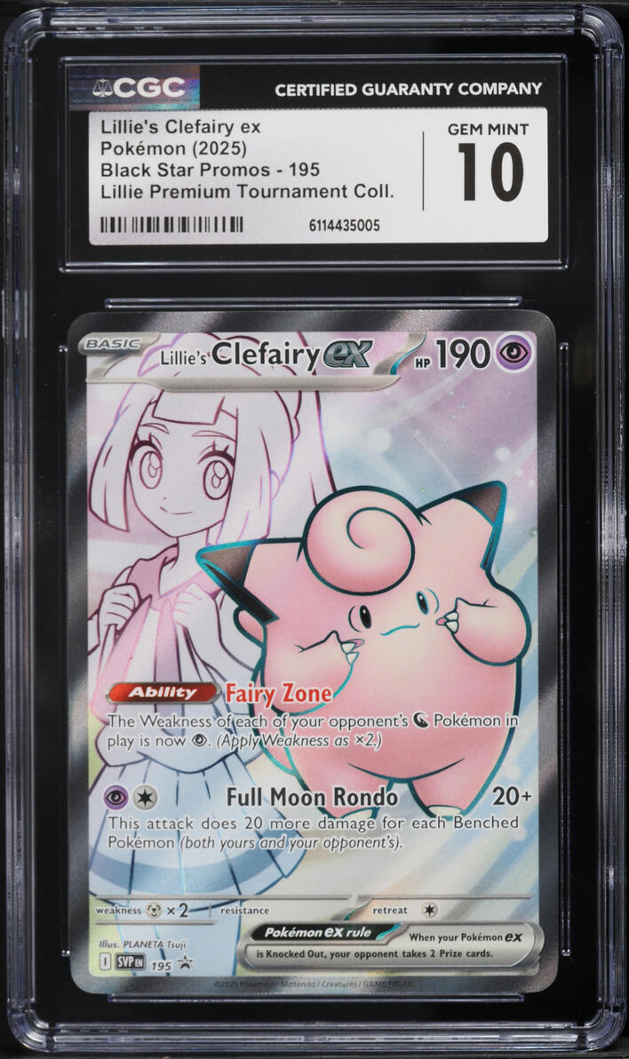 2025 Pokemon Scarlet & Violet Promo Premium Full Art Lillie's Clefairy ex #195 CGC 10 GEM MINT