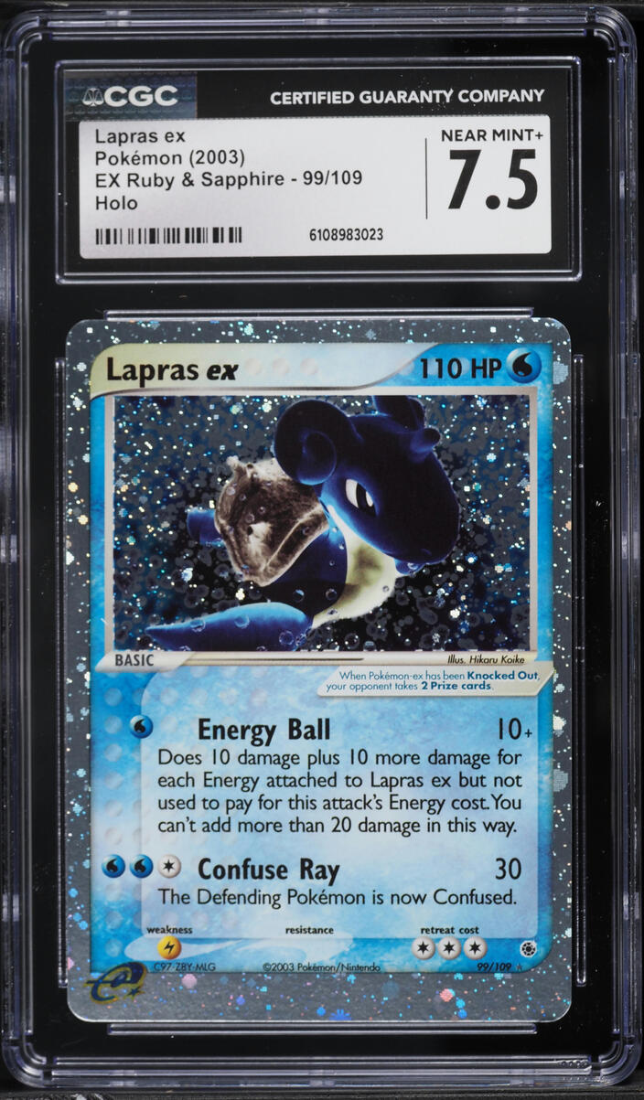 2003 Pokemon EX Ruby & Sapphire Holo Lapras ex #99 CGC 7.5 NRMT+