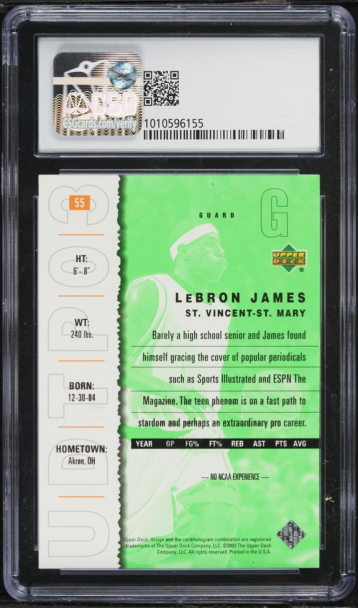 2003 Upper Deck Top Prospects LeBron James ROOKIE #55 CSG 9 MINT