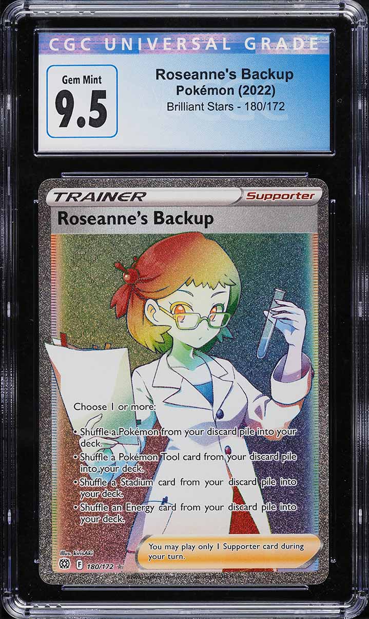 2022 Pokemon SWSH Brilliant Stars Hyper Rare Roseanne's Backup #180 CGC ...