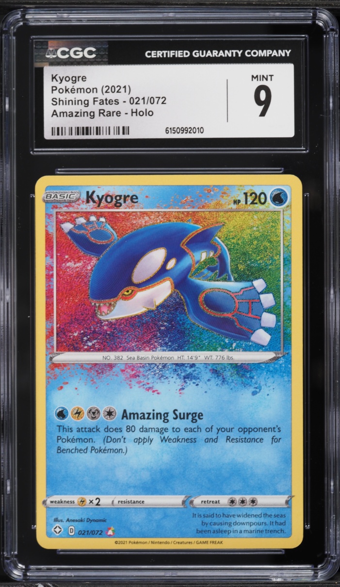 2021 Pokemon Sword & Shield Shining Fates Amazing Rare Kyogre #21 CGC 9 MINT