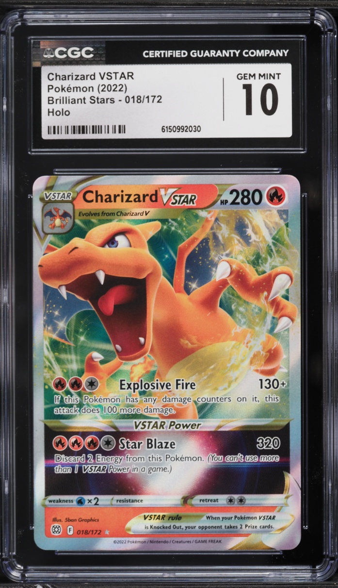 2022 Pokemon Sword & Shield Brilliant Stars Holo Charizard VSTAR #18 CGC 10 GEM MINT