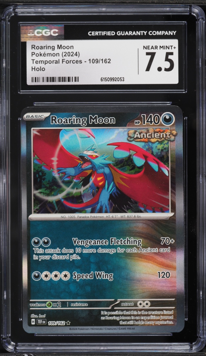 2024 Pokemon Scarlet & Violet Temporal Forces Holo Roaring Moon #109 CGC 7.5 NRMT+