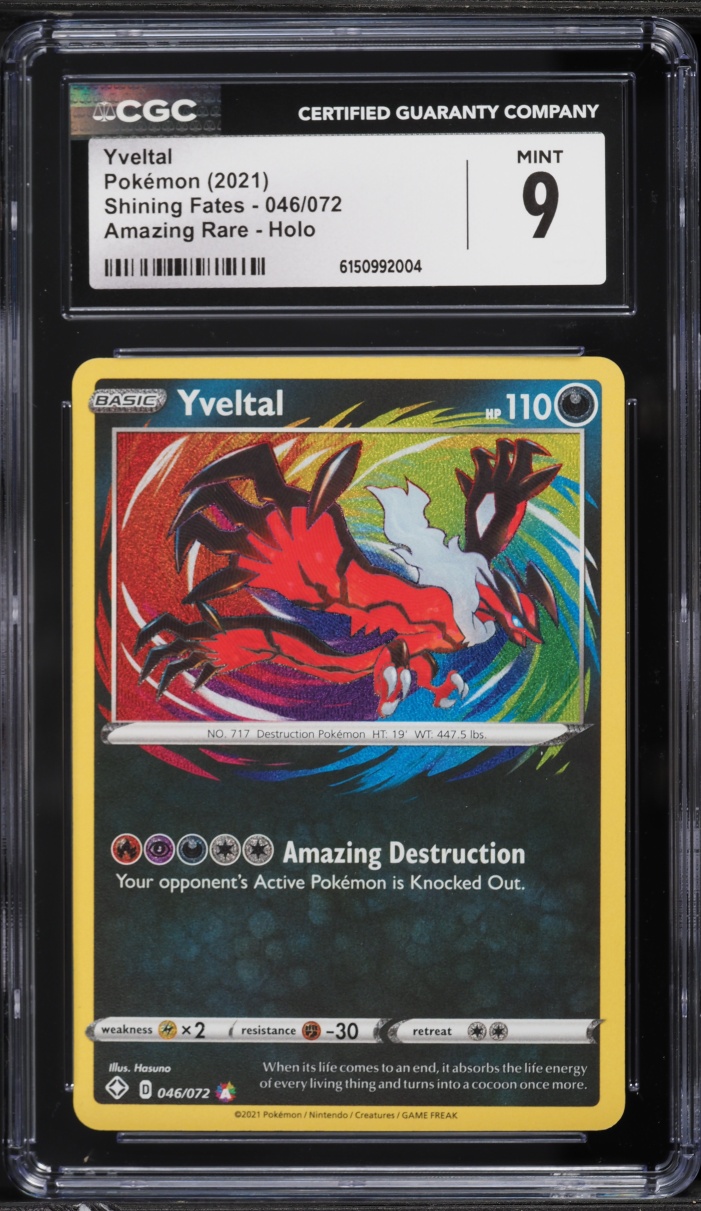 2021 Pokemon Sword & Shield Shining Fates Amazing Rare Yveltal #46 CGC 9 MINT