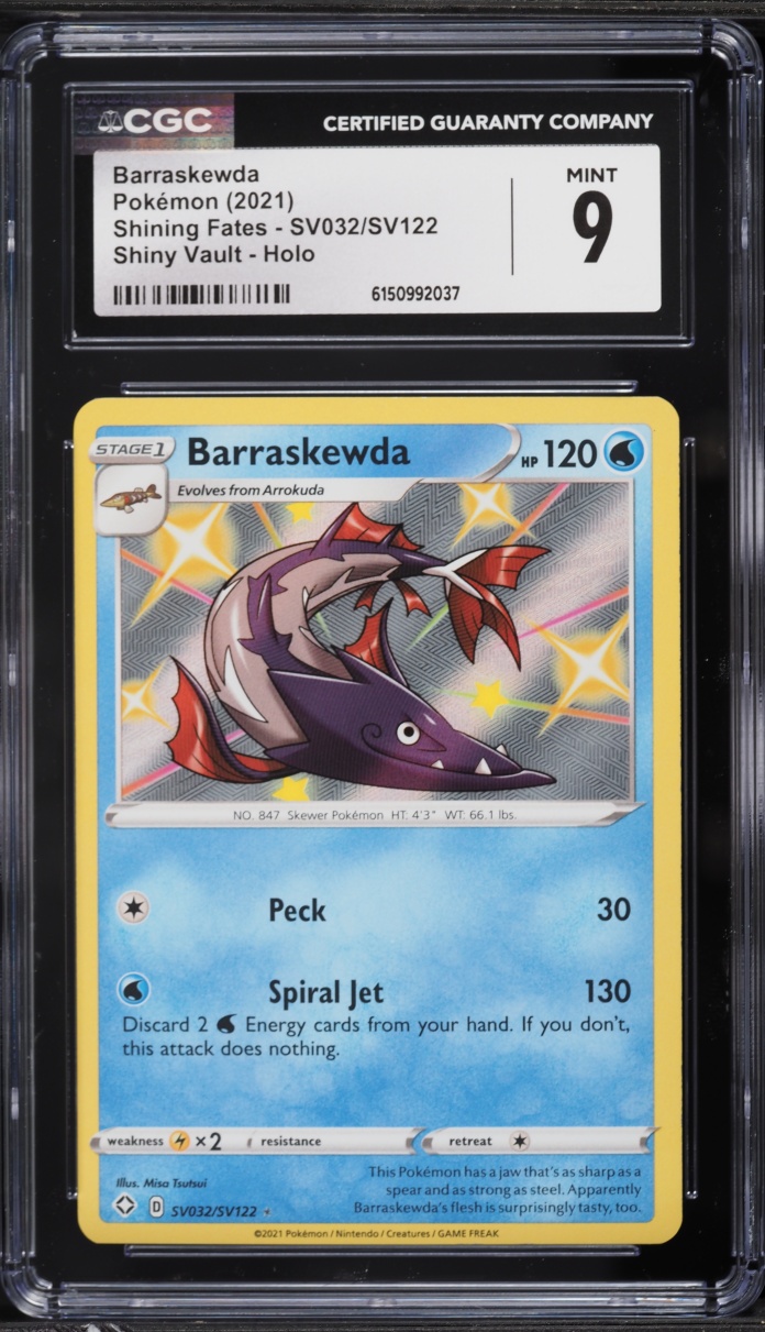 2021 Pokemon Sword & Shield Shining Fates Shiny Barraskewda #SV032 CGC 9 MINT