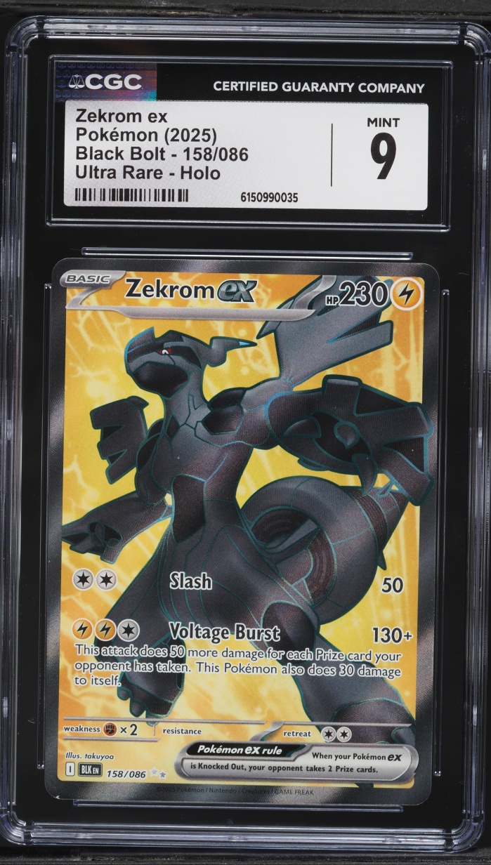 2025 Pokemon Scarlet & Violet Black Bolt Full Art Zekrom EX #158 CGC 9 MINT