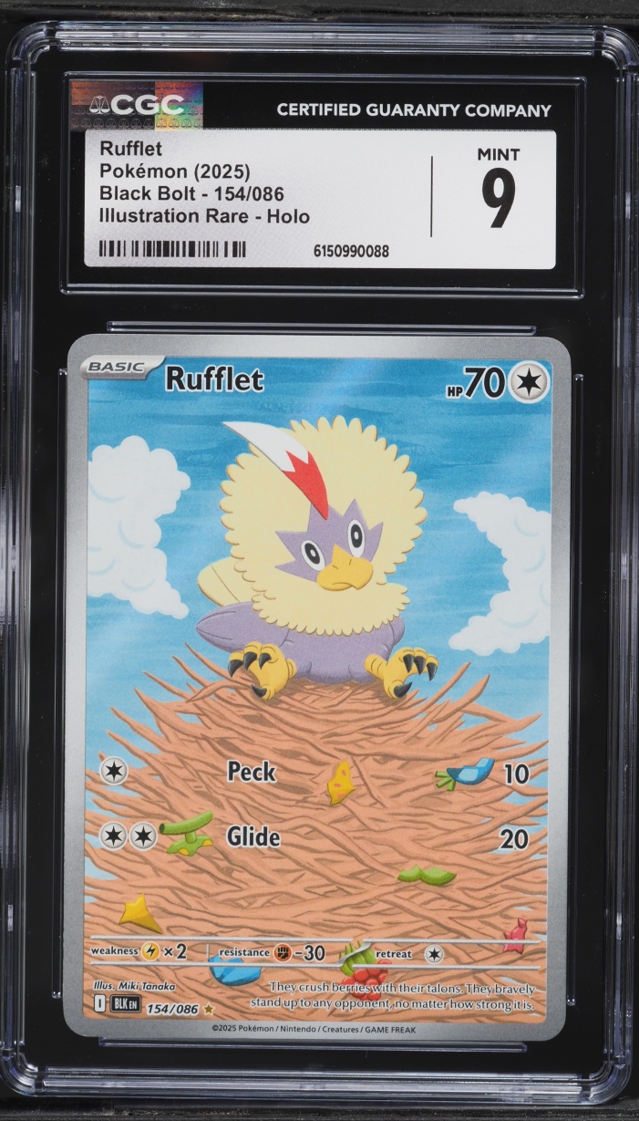 2025 Pokemon Scarlet & Violet Black Bolt IR Rufflet #154 CGC 9 MINT