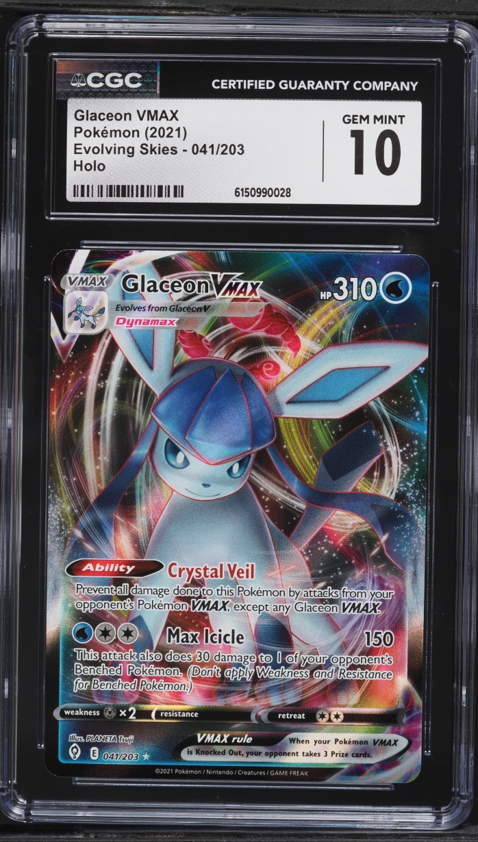 2021 Pokemon Sword & Shield Evolving Skies Alt Art Glaceon VMAX #41 CGC 10 GEM MINT