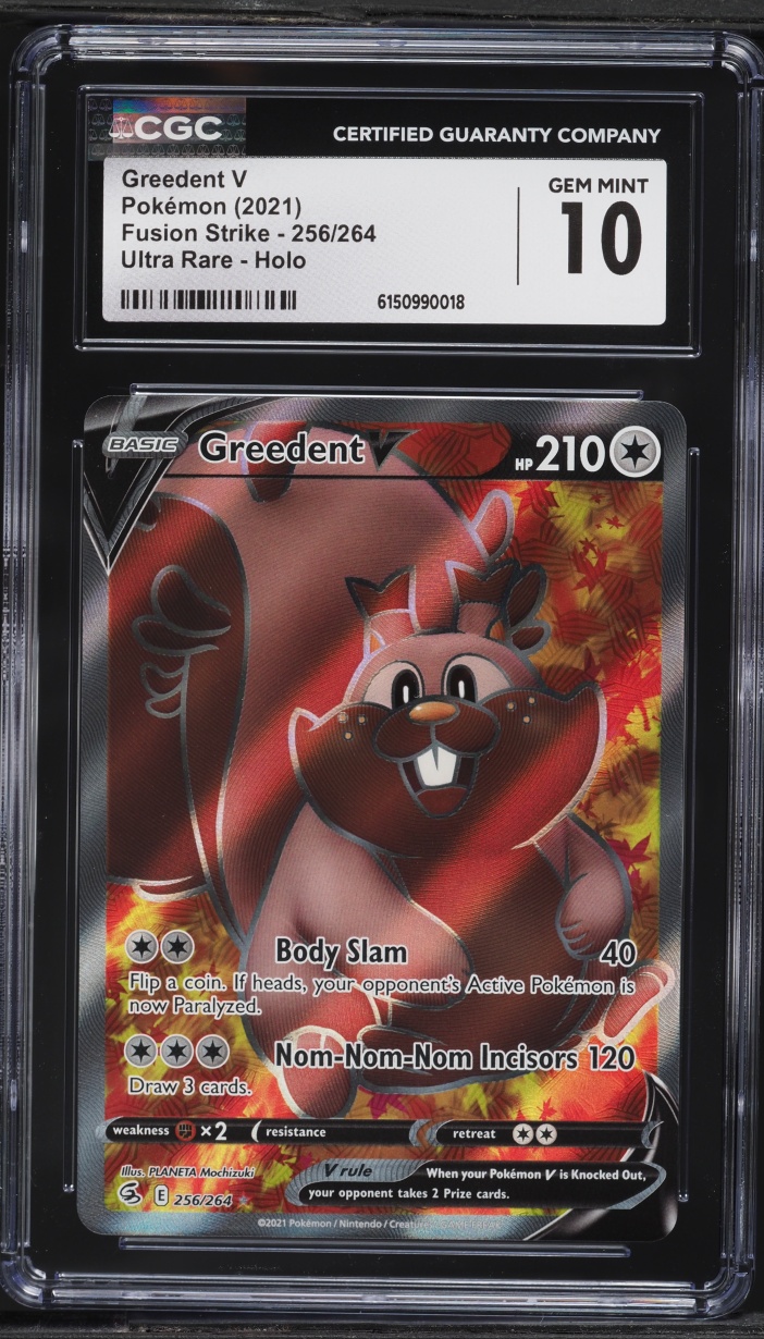 2021 Pokemon Sword & Shield Fusion Strike Full Art Greedent V #256 CGC 10 GEM MINT