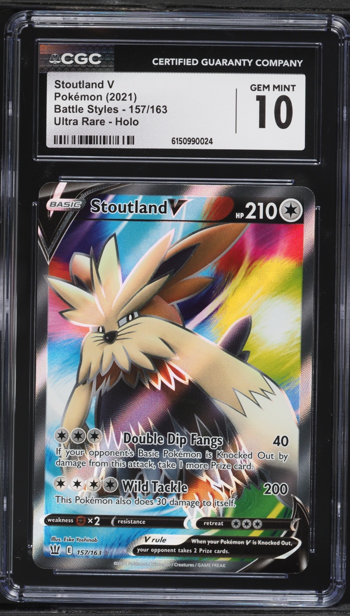 2021 Pokemon Sword & Shield Battle Styles Full Art Stoutland V #157 CGC 10 GEM MINT