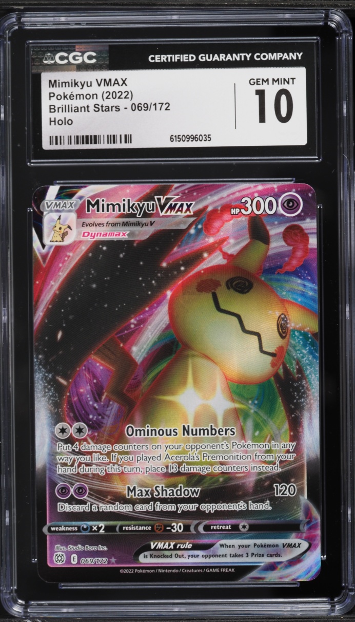 2022 Pokemon Sword & Shield Brilliant Stars Full Art Mimikyu VMAX #69 CGC 10 GEM MINT