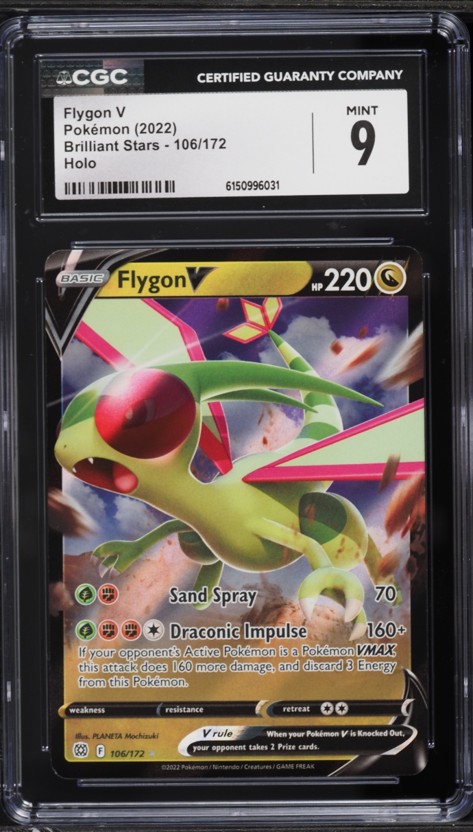 2022 Pokemon Sword & Shield Brilliant Stars Flygon V #106 CGC 9 MINT