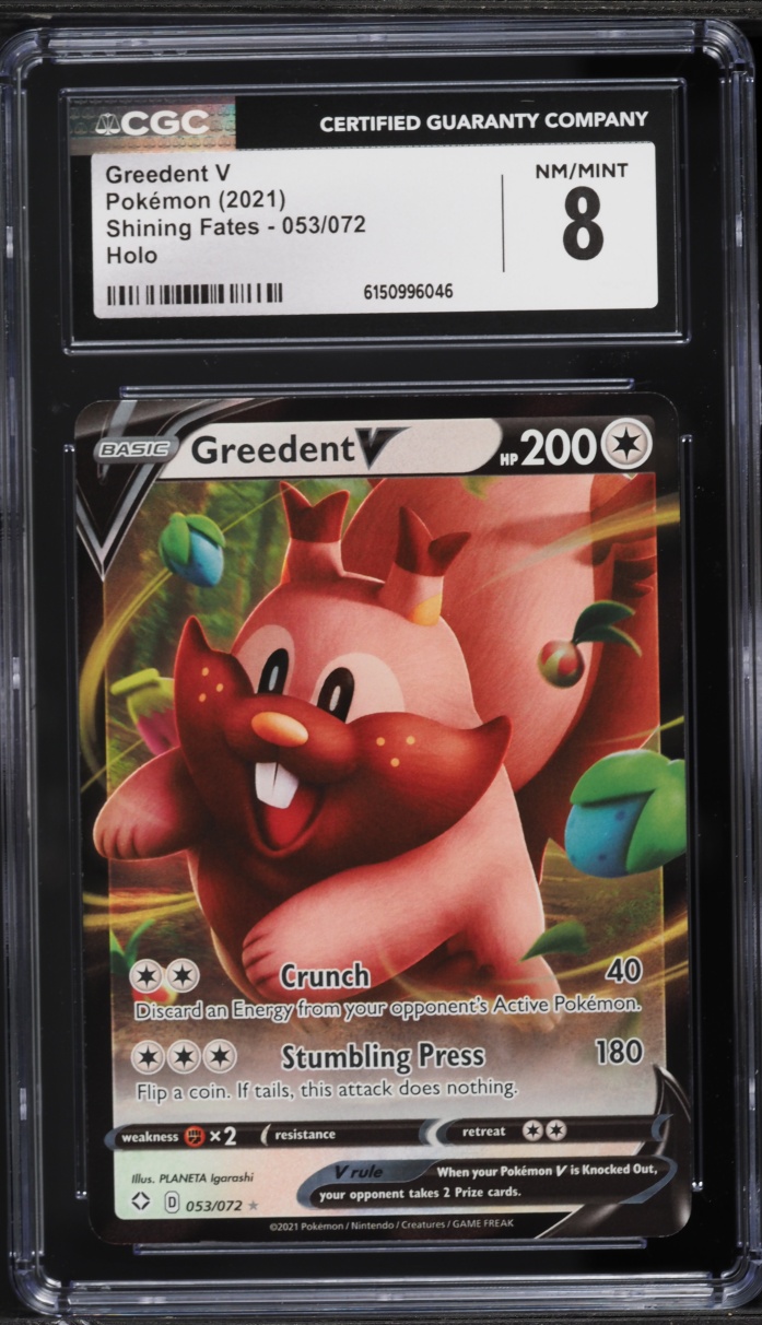 2021 Pokemon Sword & Shield Shining Fates Greedent V #053 CGC 8 NM-MT
