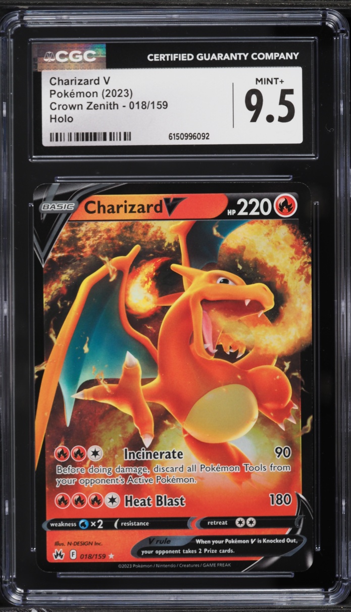 2023 Pokemon Sword & Shield Crown Zenith Full Art Charizard V #18 CGC 9.5 MINT+
