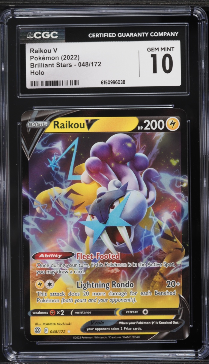 2022 Pokemon Sword & Shield Brilliant Stars Raikou V #48 CGC 10 GEM MINT