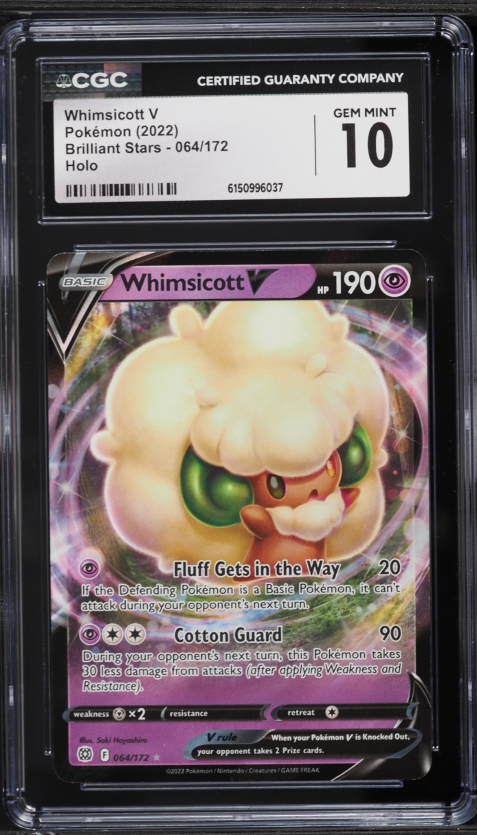 2022 Pokemon Sword & Shield Brilliant Stars Alt Art Whimsicott V #64 CGC 10 GEM MINT