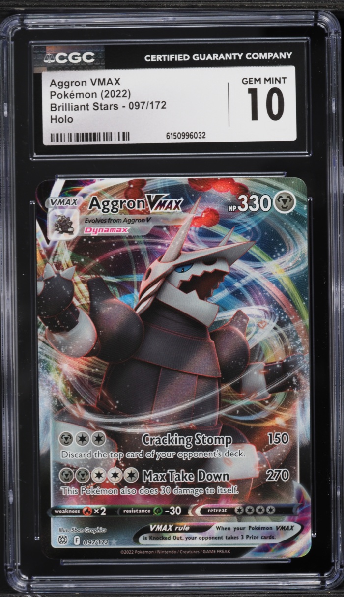 2022 Pokemon Sword & Shield Brilliant Stars Full Art Aggron VMAX #97 CGC 10 GEM MINT
