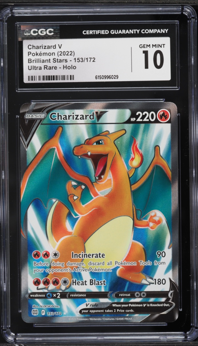 2022 Pokemon Sword & Shield Brilliant Stars Full Art Charizard V #153 CGC 10 GEM MINT